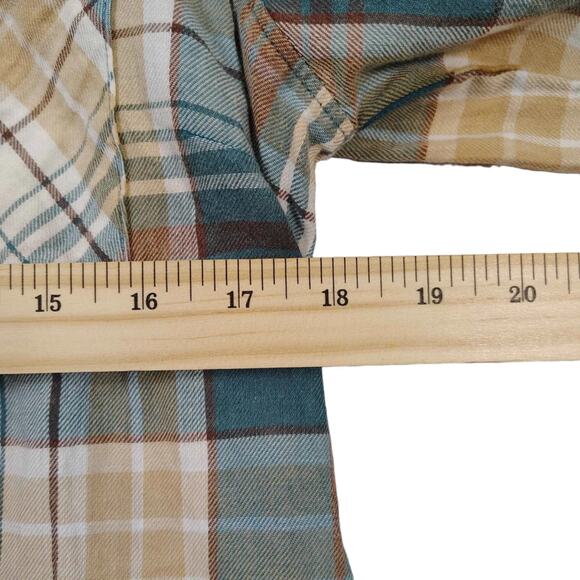 Natural Reflections Men's Brown Blue Plaid Double Breasted Button Up Size M - Picture 6 of 7